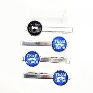 Team Groom Men's Wedding Fashion Novelty Tie Clip Set